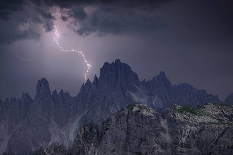 Gewitter Berge Dolomiten Blitz