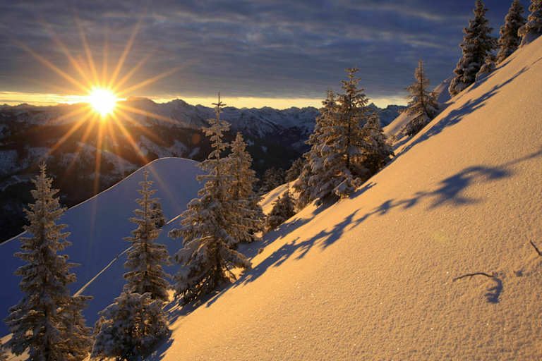 Winterlandschaft am Grünten in den Allgäuer Alpen in Bayern