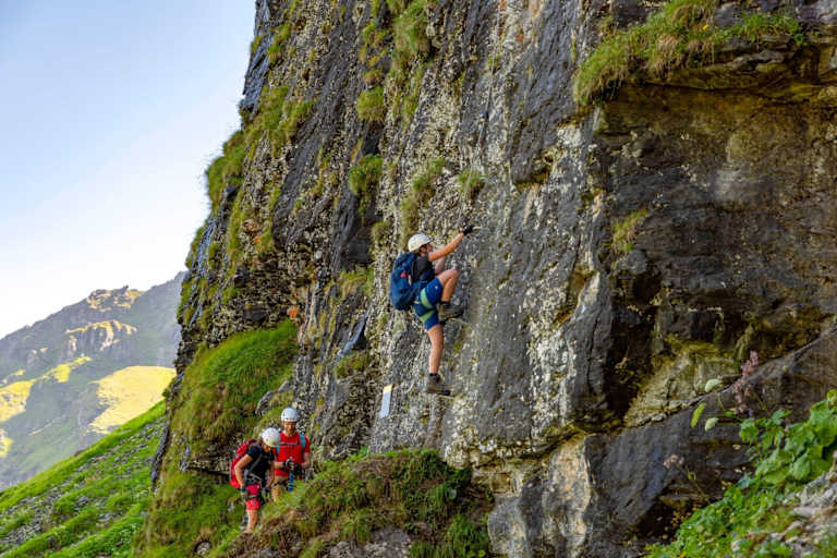 Die steile Einstiegswand