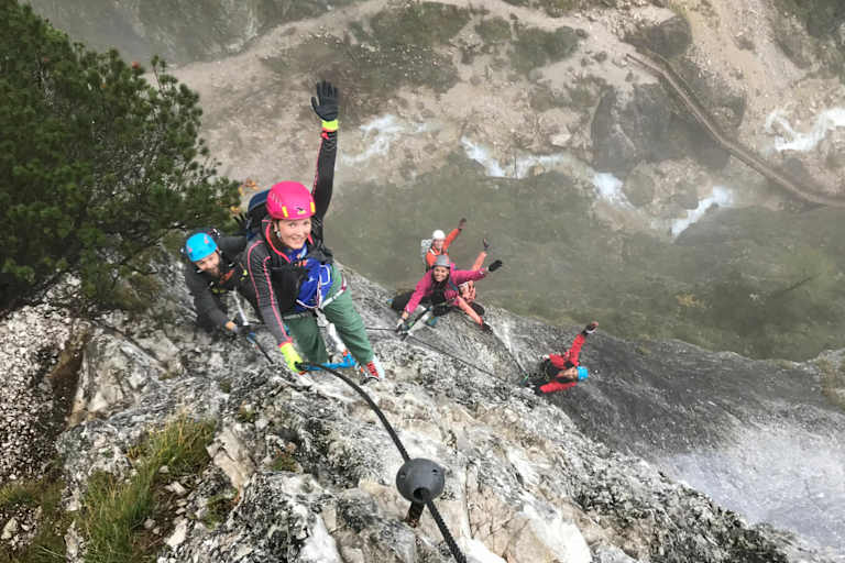 Spektakuläre Momente am Rosina-Kletterseig in der Silberkarklamm