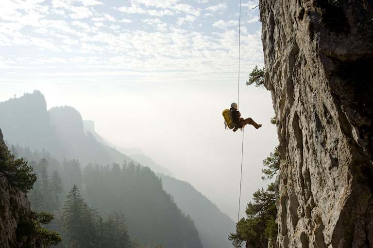 Kletterer im Seil