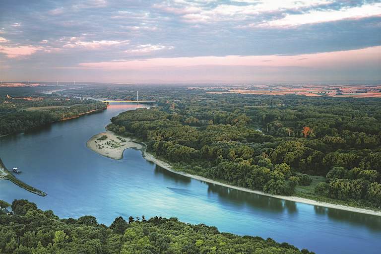 Flugaufnahme über dem Nationalpark Donau-Auen
