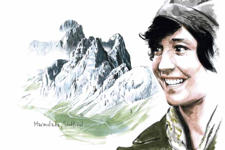 Paula Wiesinger und die große Marmolata-Südwand in Südtirol