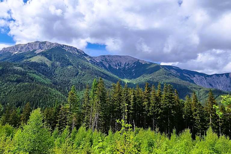 Von der Hohen Scheibe genießt man einen schönen Blick auf die Rax.