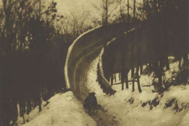 Die alte Anninger-Rodelbahn im Illustrierten Sportblatt (7. Jänner 1928)