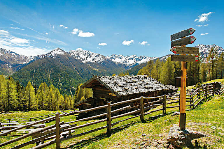 Wandern am Ultner Sonnenhang bei prachtvollem Wetter.