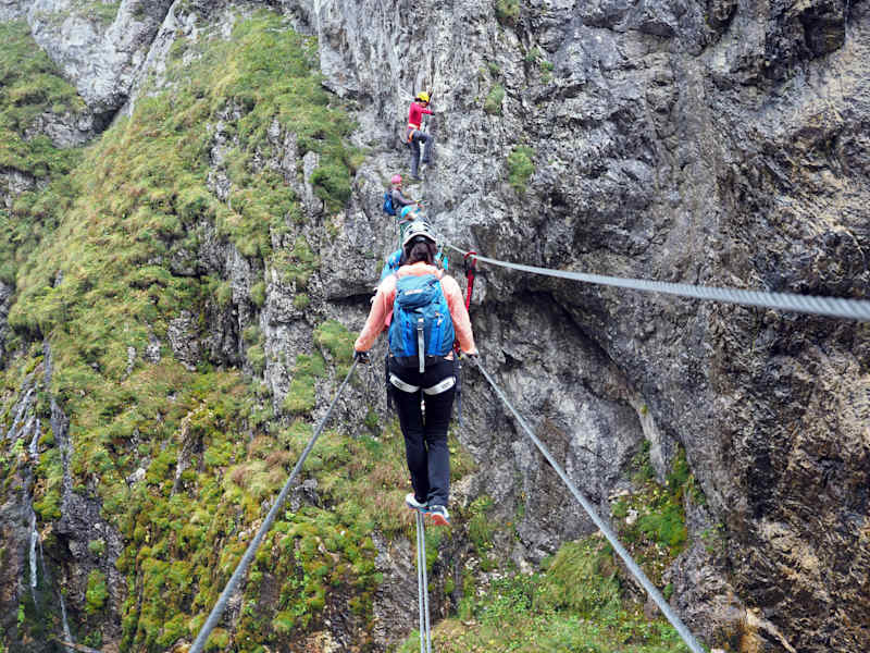 Ein Balanceakt auf dem Drahtseil:Rosina Klettersteig in der Silberkarklamm