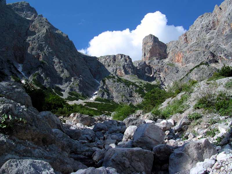 Steiler Abstieg vom Riemannhaus