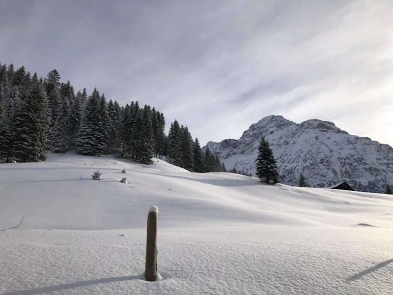 Ruhige Abendstimmung im Bärgunttal in Vorarlberg