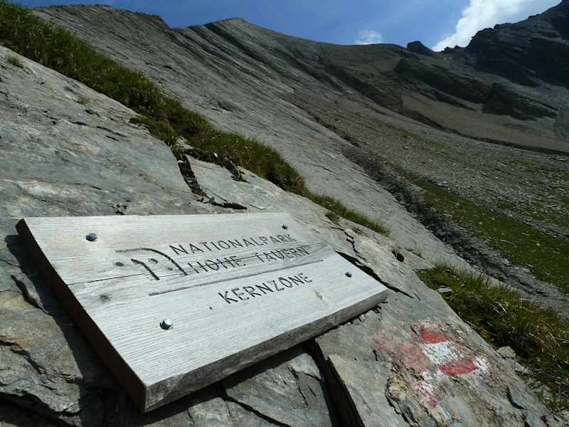 Der Eintritt in die Kernzone des Nationalparks Hohe Tauern.