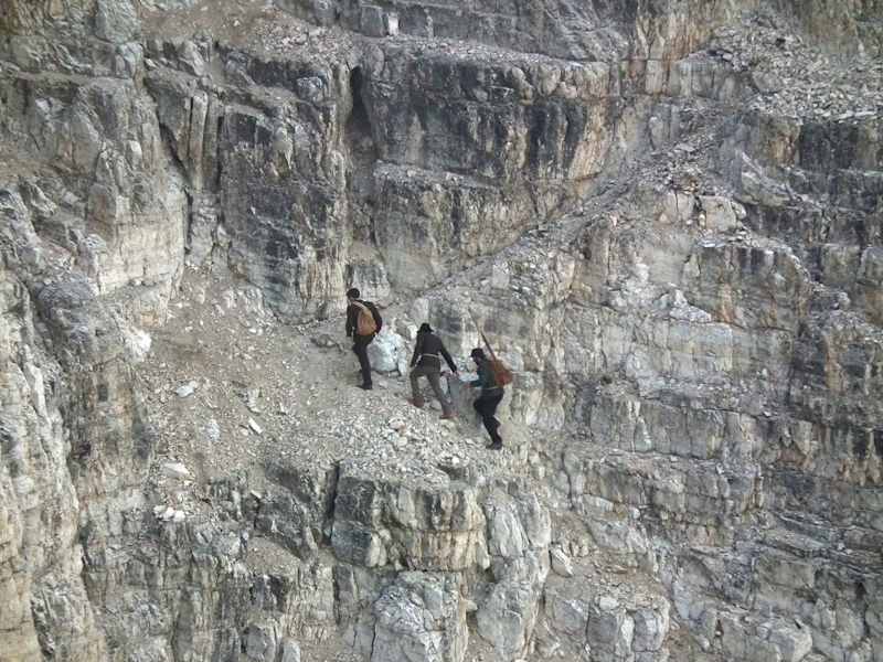 Nachgestellte Szene der Erstbesteiger