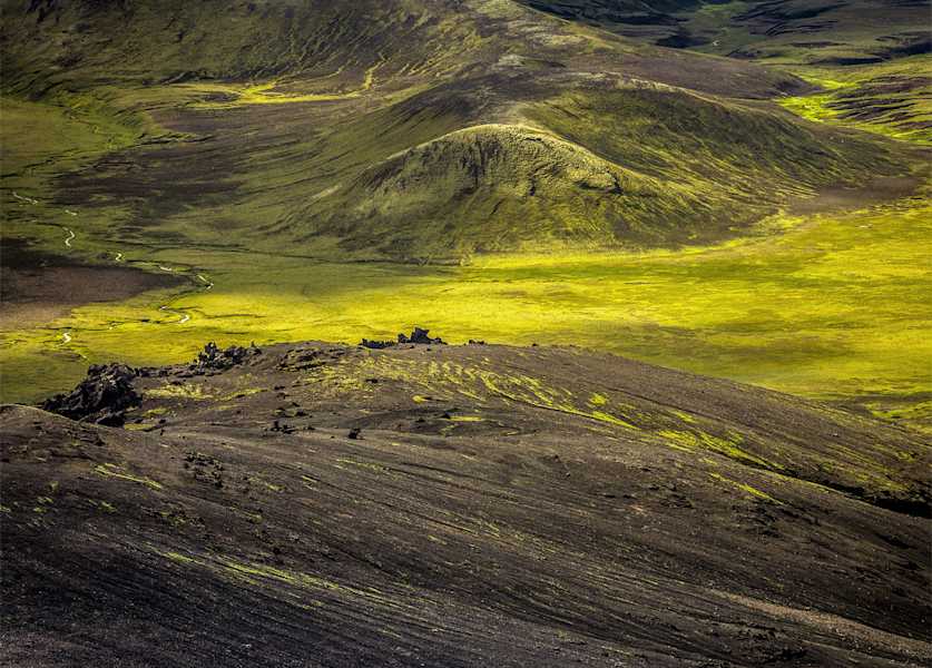Moos Mooslandschaft im Hochland entlang des Laugavegur Trails.