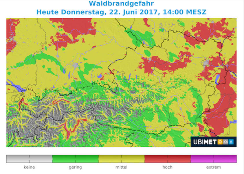 Waldbrandgefahr Österreich