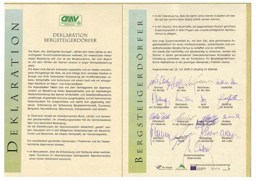 Bergsteigerdörfer Deklaration