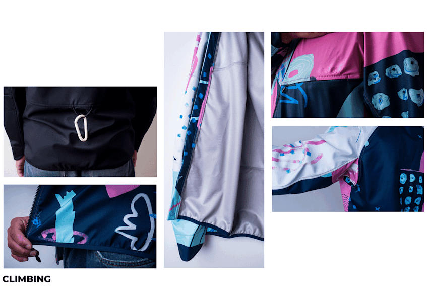 Detailansicht Sportjacke Modell Klettern 