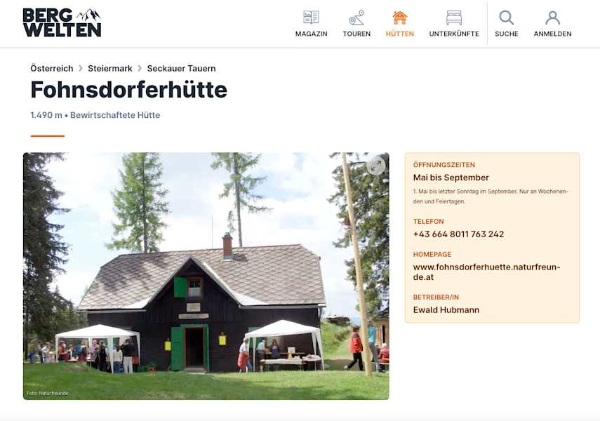 Bergwelten Hütten-Suche