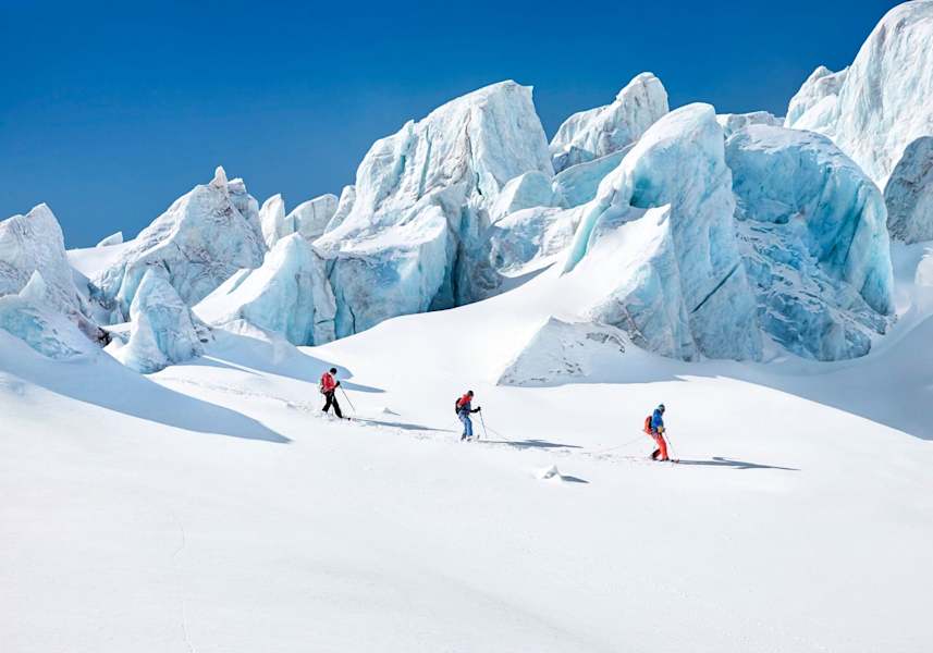 Die Gruppe bei der Querung des Gletschers.