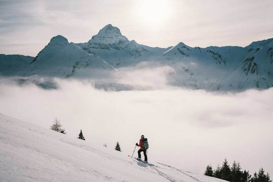 Freundin Helena geht lieber rauf, als dass sie hinunter fährt. Hier am Weg auf die Engelspitze in den Lechtaler Alpen.
