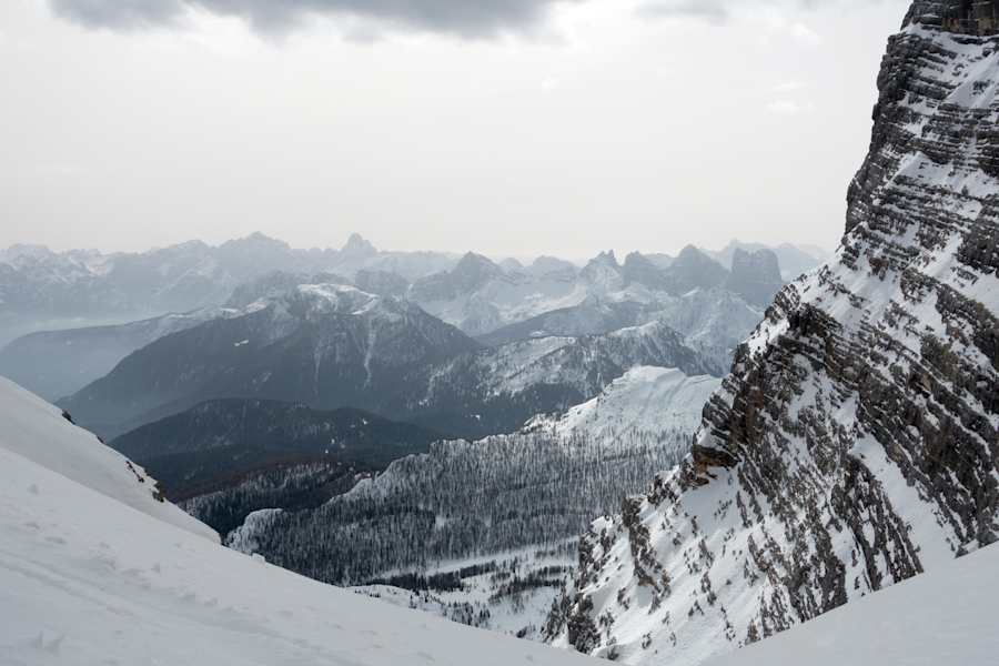 Blick von der Forcella Rossa im Winter