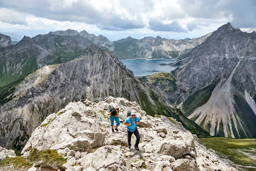 Bergsteiger am Saulakopf im Rätikon