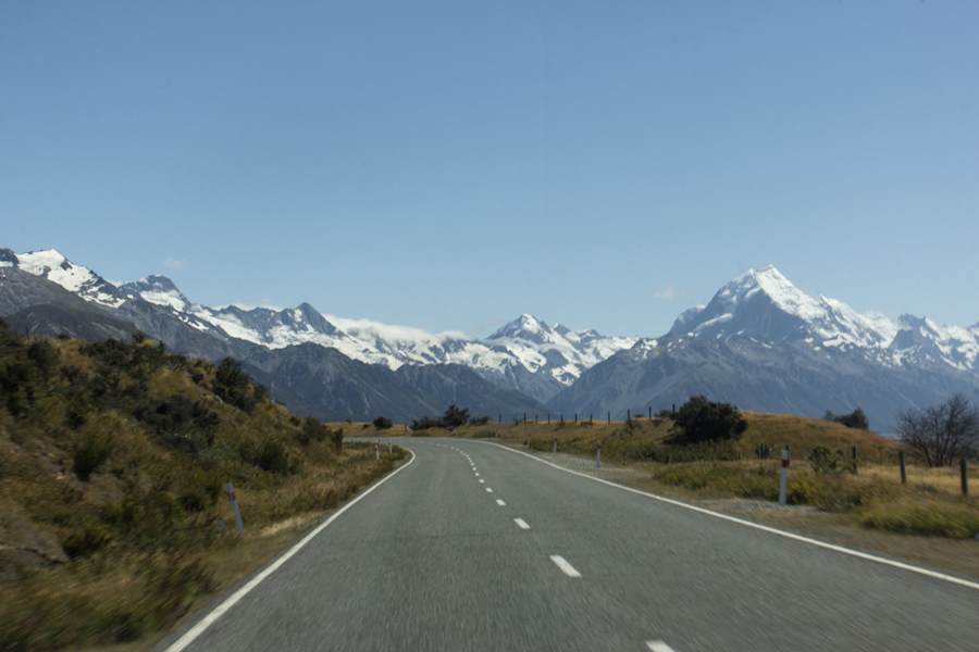 Anfahrt zum Mount Cook Nationalpark