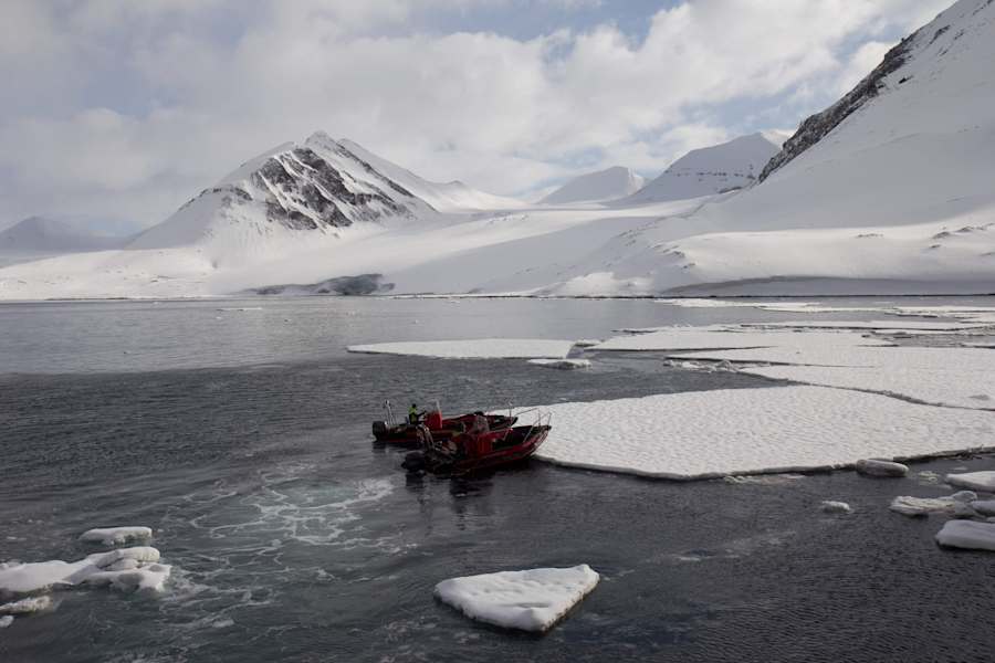 Mit den Schnellbooten kann landet man am Eis an.