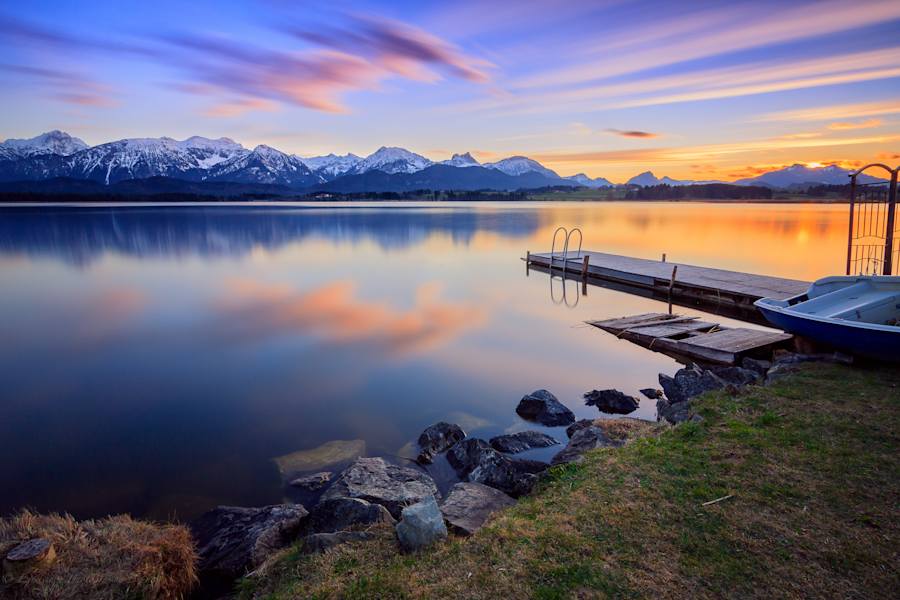 Bruno Günther: „Sonnenuntergang am Hopfensee (Bayern).“
