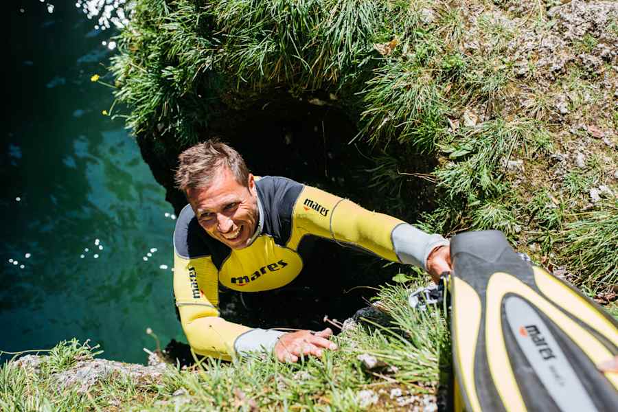 Flusstauchen in der Traun in Oberösterreich