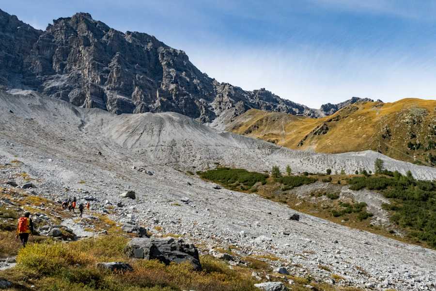 Querung unter der Ortler Nordwand zur Tabarettahütte