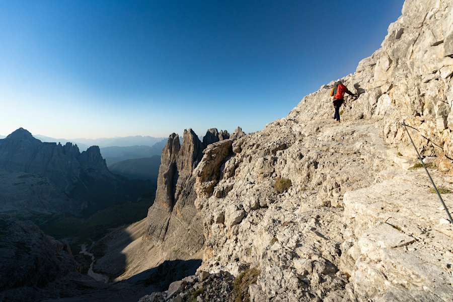 Auf den letzten Metern des De Luca Innerkofler Klettersteigs