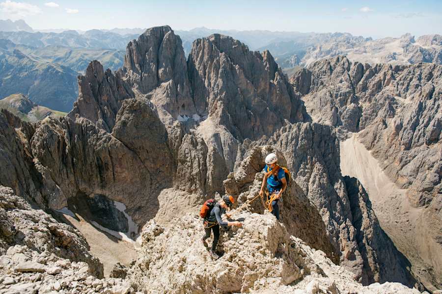 Der Normalweg auf den Langkofel ist sehr ansprushsvoll und verlang volle Konzentration.