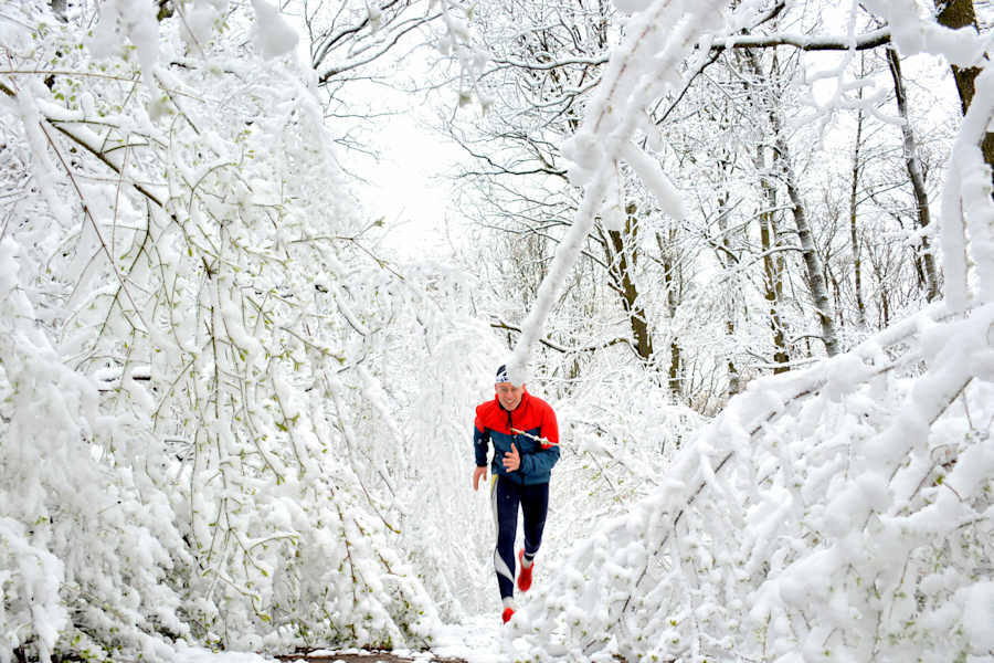 Ein plötzlicher Wintereinbruch im April im Leithagebirge auf dem Weg zum Sonnenstein 