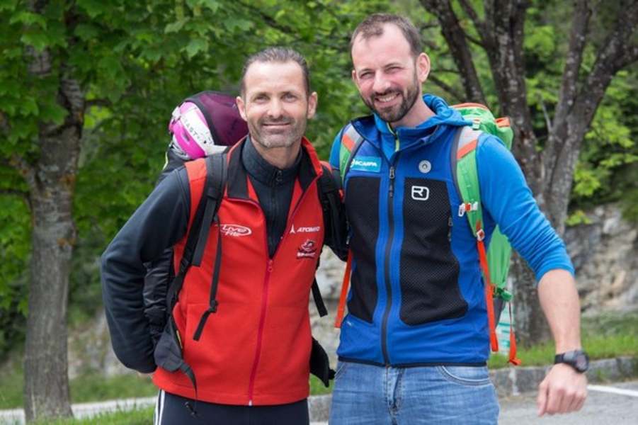 Pilot Mike Küng und Bergführer Andreas Nothdurfer