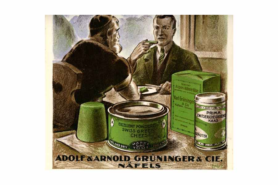 Altes Werbeplakat für Glarner Schabziger