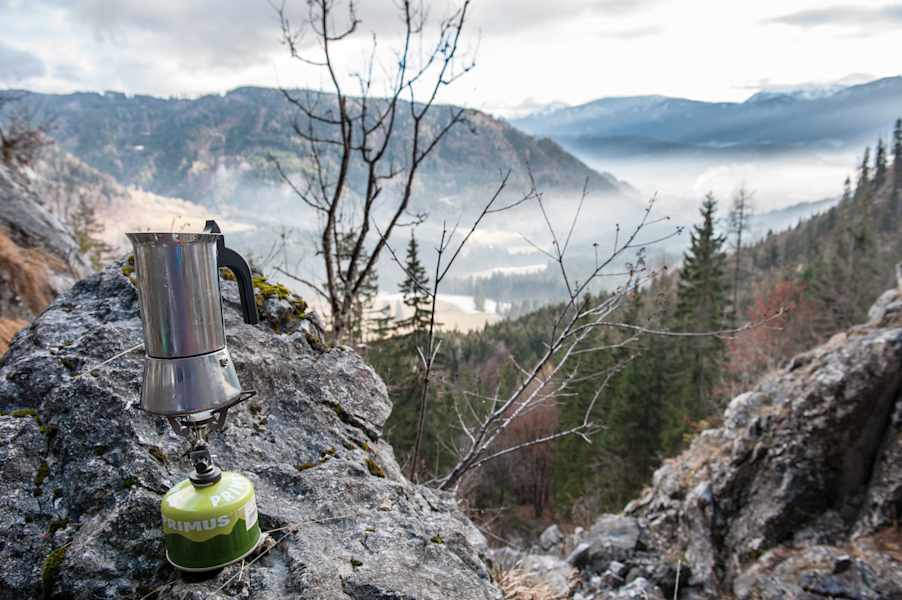 Outdoor-Espresso über der Nebelsuppe