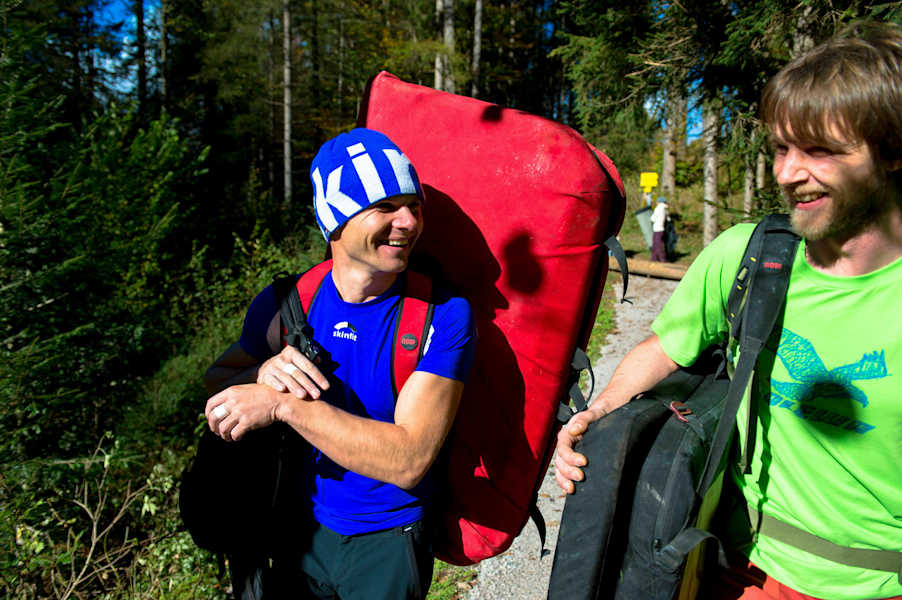 Bernhard Schwaiger (links) freut sich auf einen guten Boulder-Tag