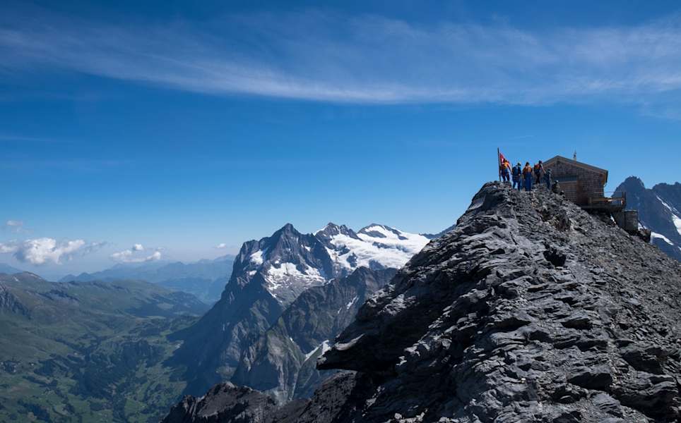 Ankunft auf der Mittellegihütte (3.355 m)