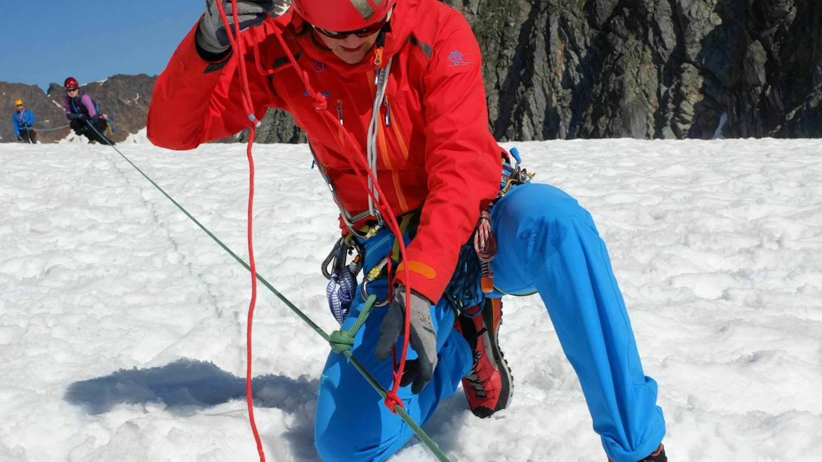 Spaltenrettung am Gletscher: Mannschaftszug