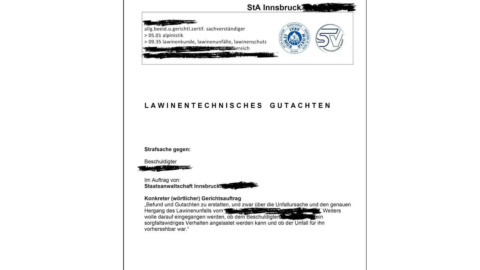 Alpin-Sachverständiger: Lawinentechnisches Gutachten