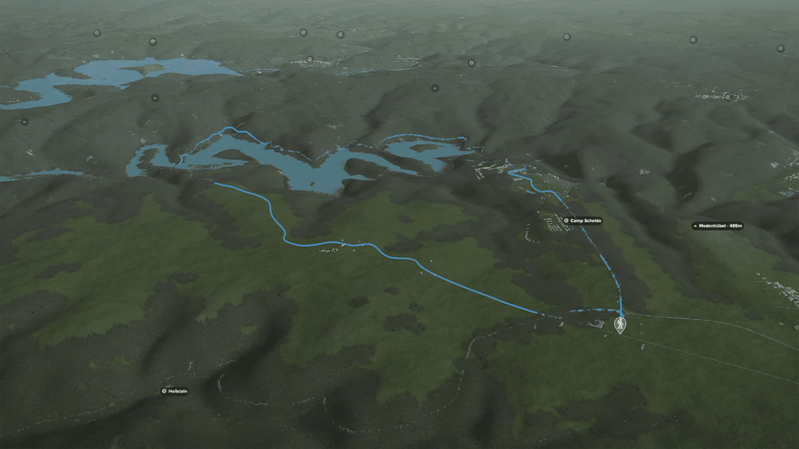 3D-Kartenausschnitt: Um die Urfttalsperre ab Vogelsang 