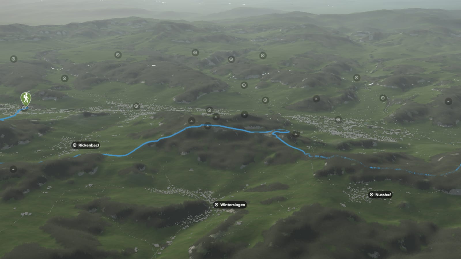 3D-Kartenausschnitt der Wanderung von Hersberg nach Ormalingen