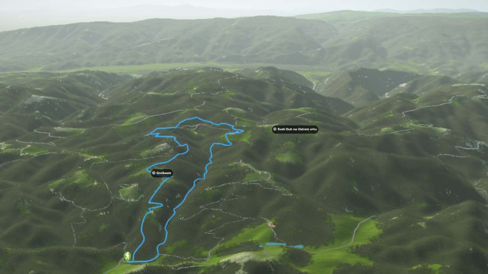 3D-Kartenausschnitt der Wanderung durch die Heiligengeistklamm an der südsteirischen Weinstraße bei Leutschach