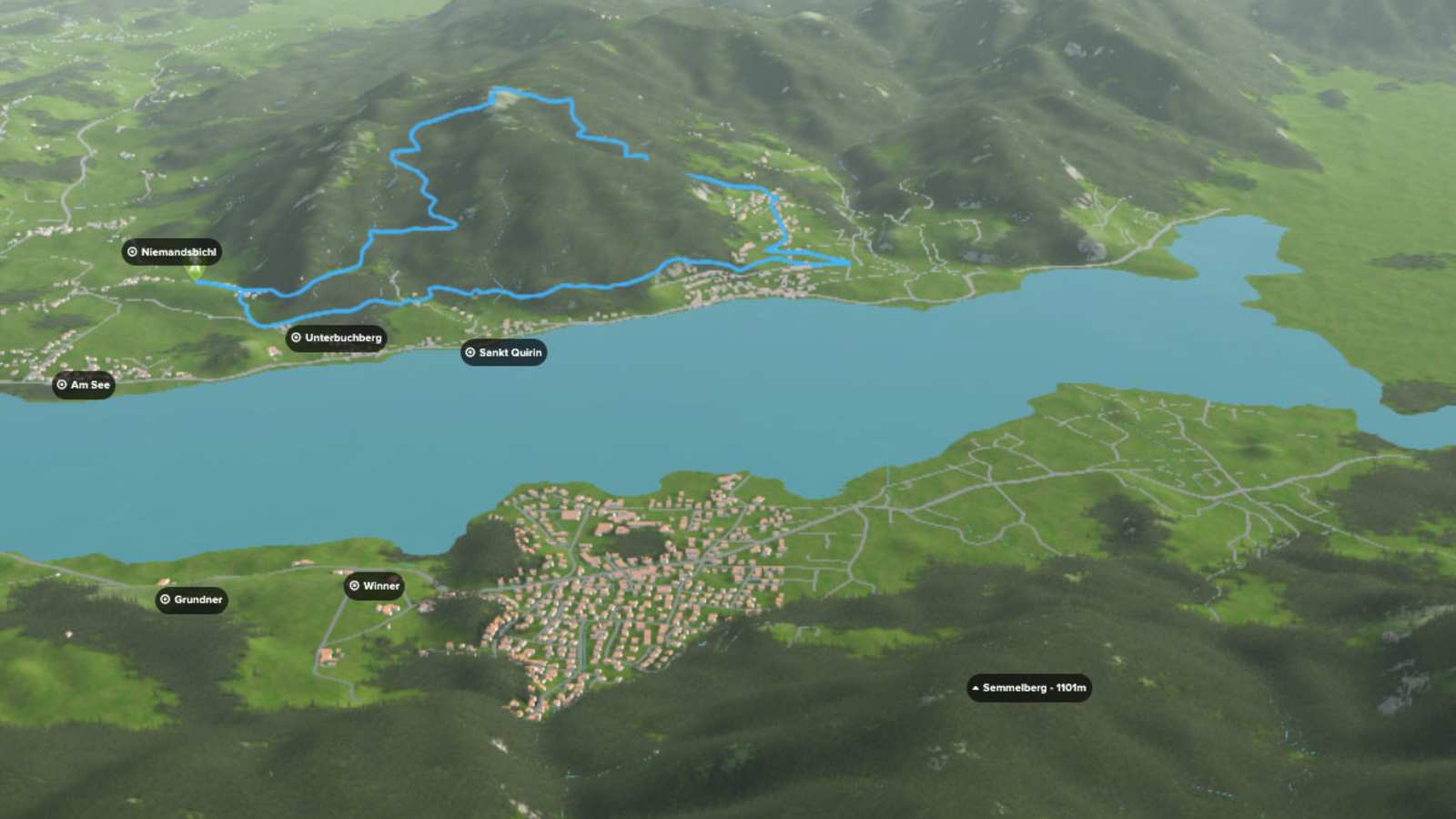 3D-Kartenausschnitt der Wanderung zur Neureuth am Tegernsee in Bayern