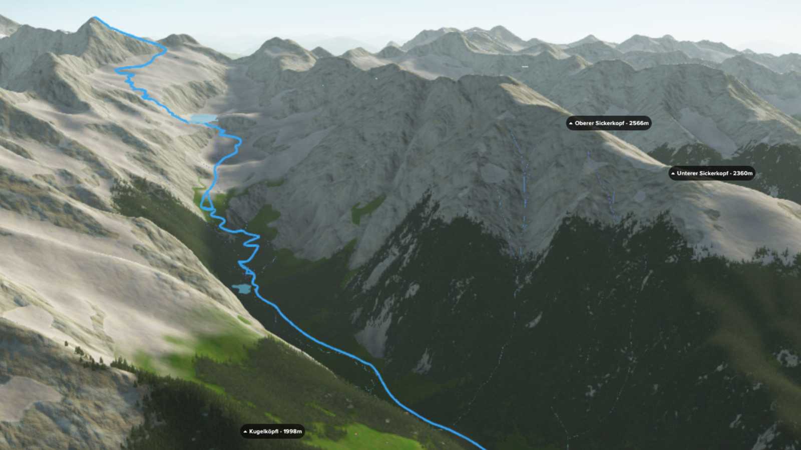 3D-Kartenausschnitt der Bergtour aufs Säuleck im Nationalpark Hohe Tauern in Kärnten