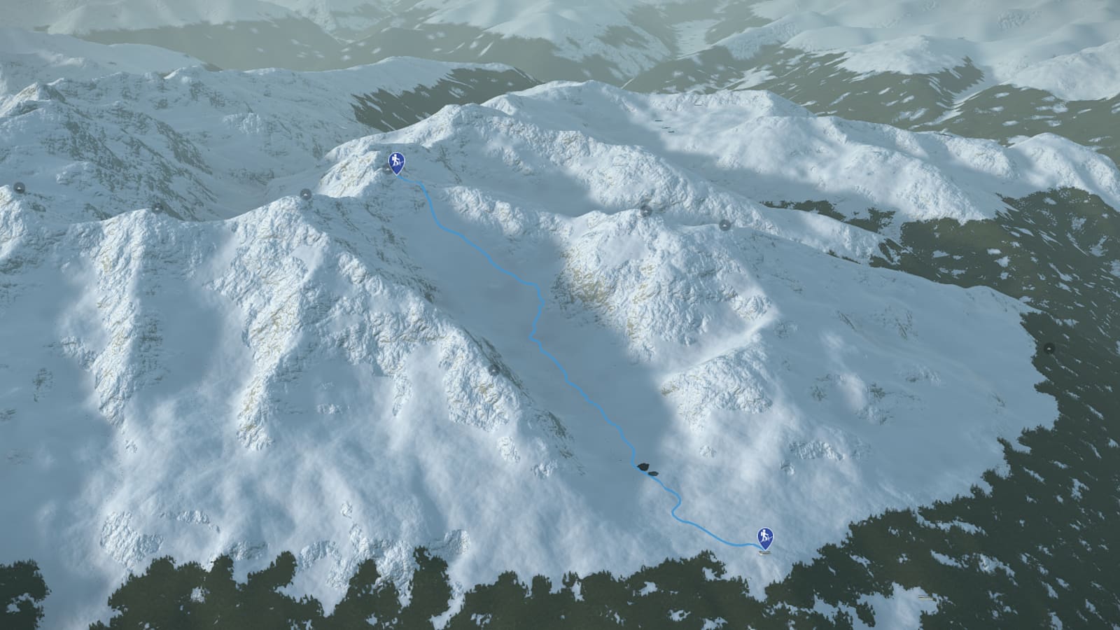 3D-Kartenausschnitt der Skitour auf die Mitterlochspitze (3.176 m)