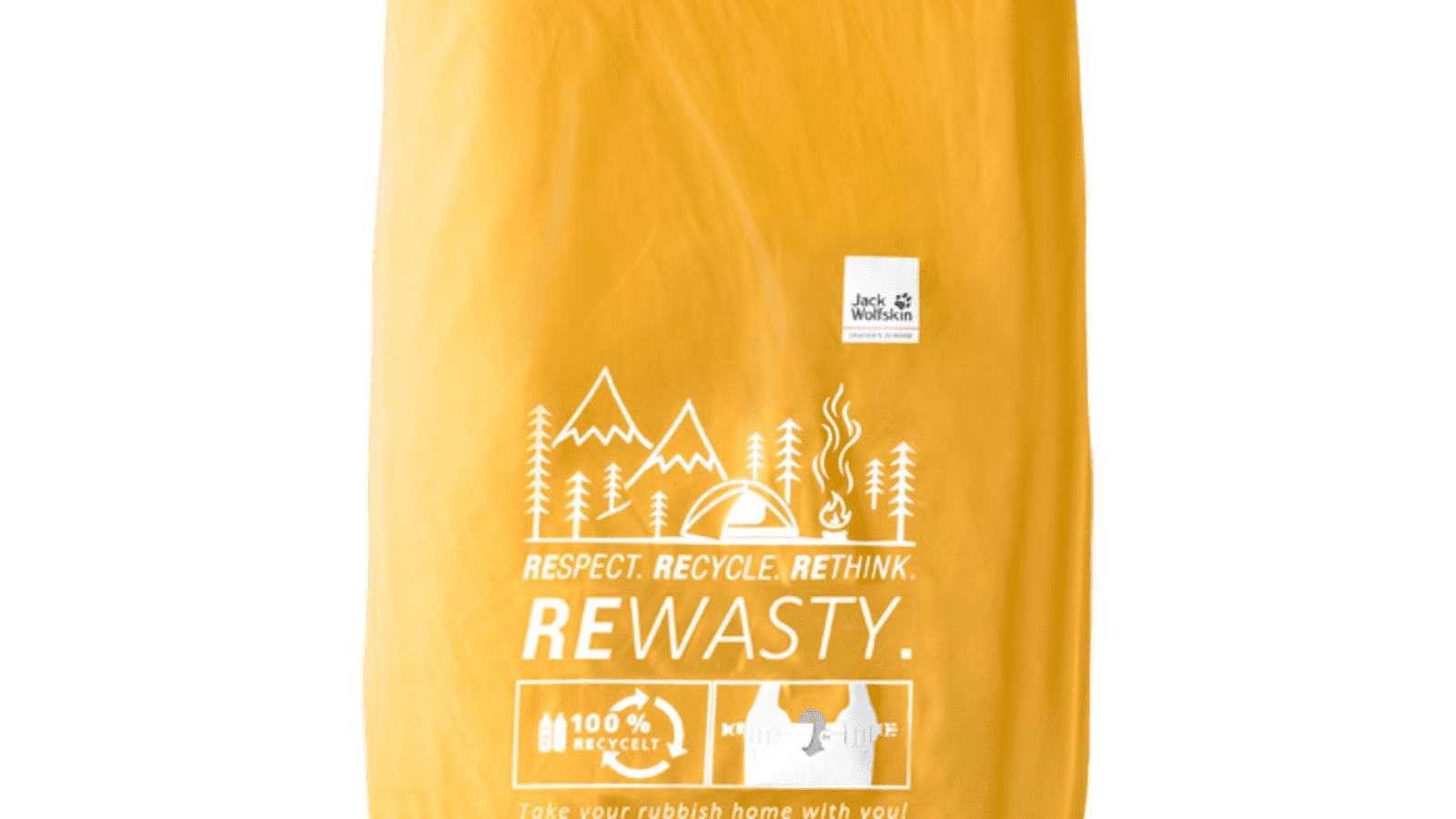 Der tragbare und wiederverwendbare Müllbeutel „RE-WASTY" von Jack Wolfskin besteht aus 100% recyceltem Material – vom Sack bis zur Schnalle! Und hilft dir auf Reisen abseits ausgetretener Pfade, deinen Müll zu sammeln und anschließend sachgemäß zu entsorgen.