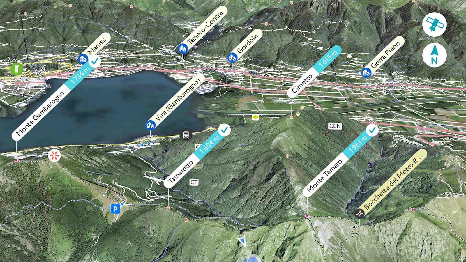 Mithilfe von PeakVisor kannst du die umliegenden Gipfel durch augmented reality (AR = erweiterte Realität) erkunden.