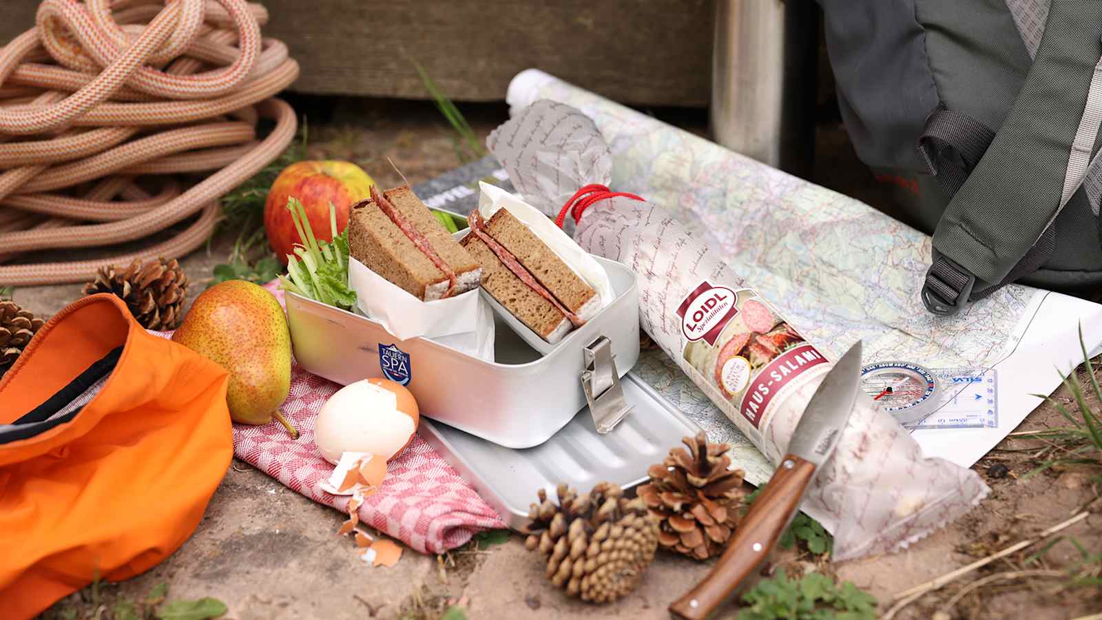 In Alex´ Jausenbox: Brot mit Loidl Haussalami.