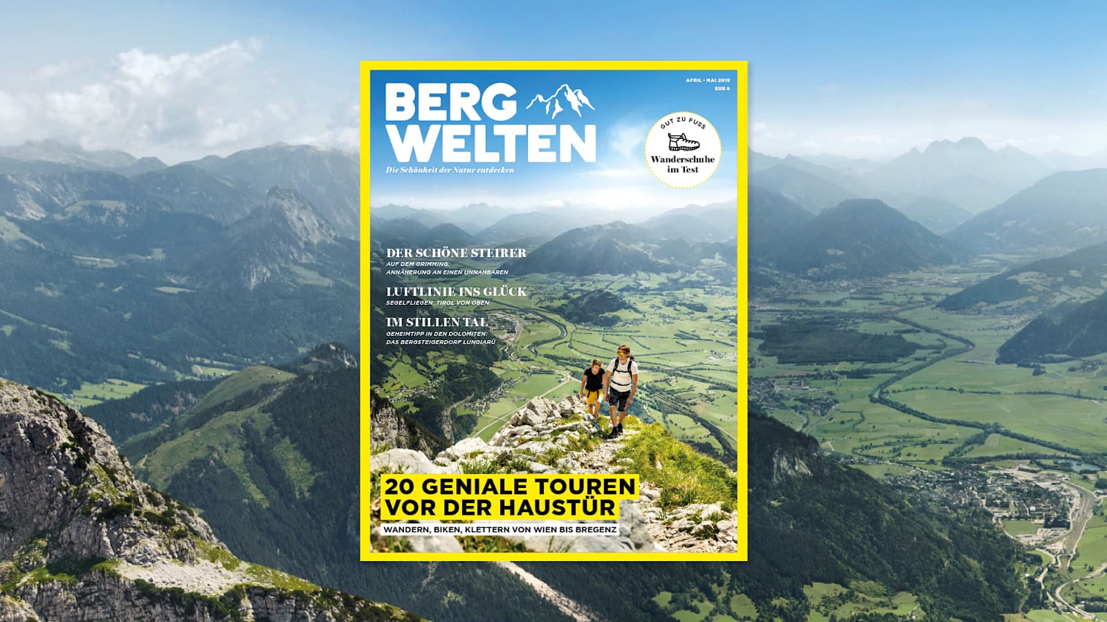 Jetzt überall im Zeitschriftenhandel – das Bergwelten Magazin (April/Mai 2019)