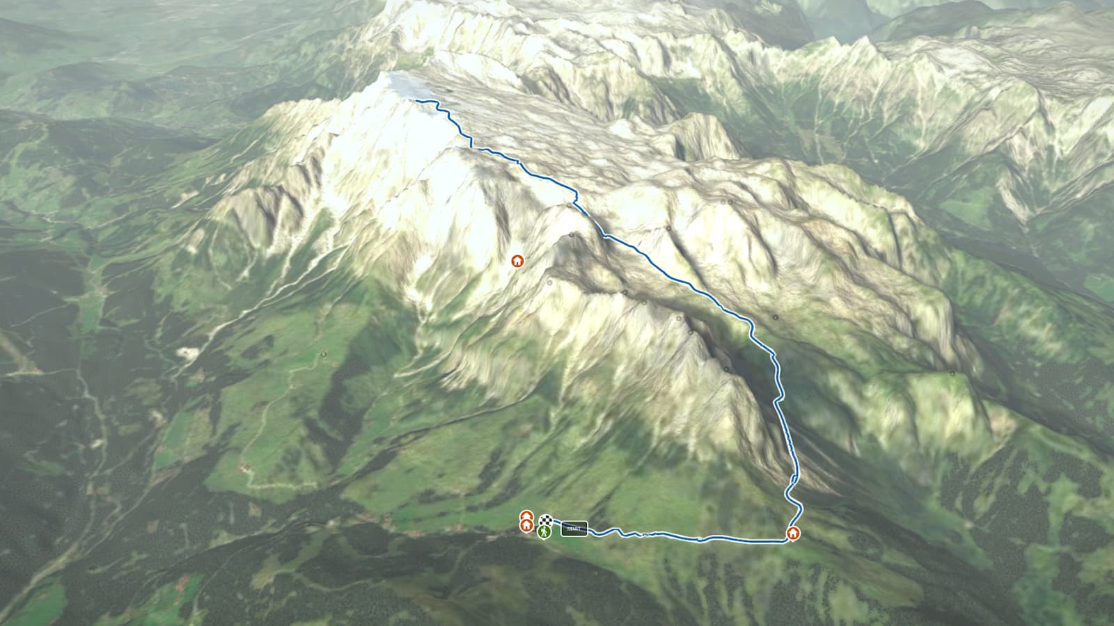 3D-Kartenausschnitt der Wanderung auf den Gipfel des Hochkönig